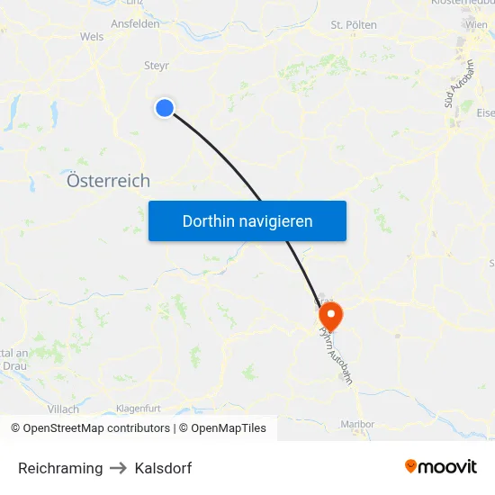 Reichraming to Kalsdorf map