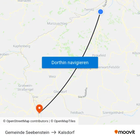 Gemeinde Seebenstein to Kalsdorf map