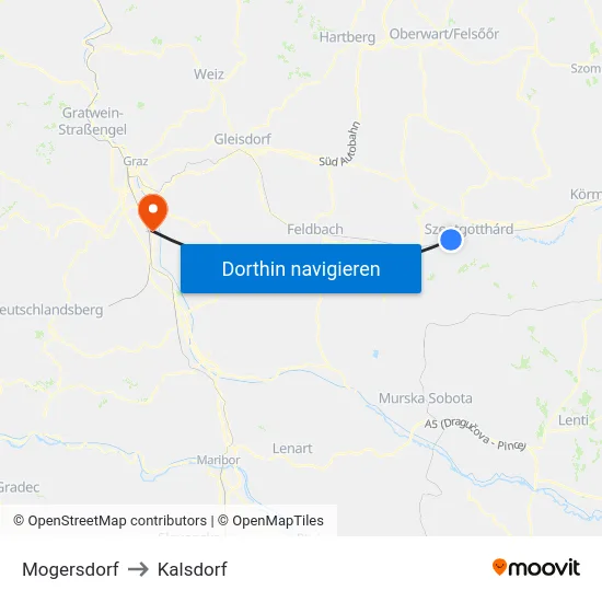 Mogersdorf to Kalsdorf map