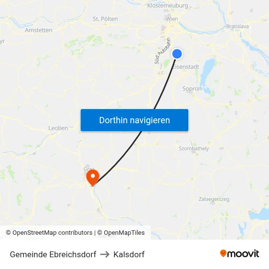 Gemeinde Ebreichsdorf to Kalsdorf map