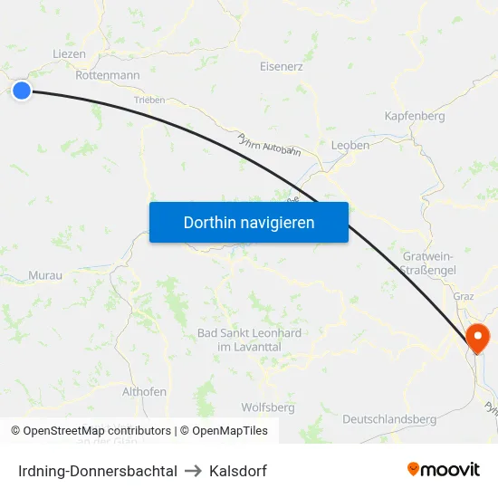 Irdning-Donnersbachtal to Kalsdorf map