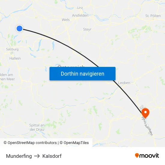 Munderfing to Kalsdorf map