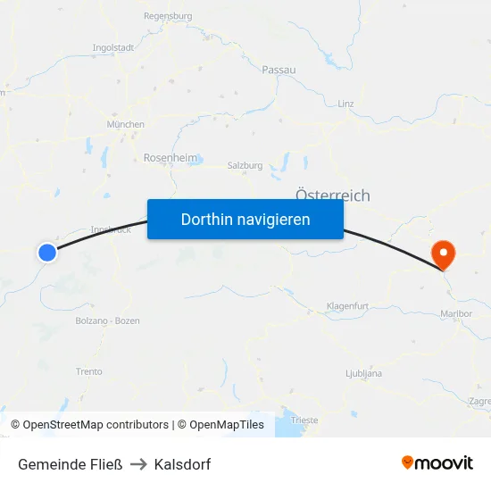 Gemeinde Fließ to Kalsdorf map