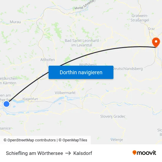 Schiefling am Wörthersee to Kalsdorf map