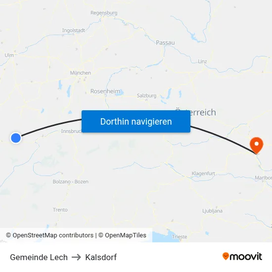 Gemeinde Lech to Kalsdorf map