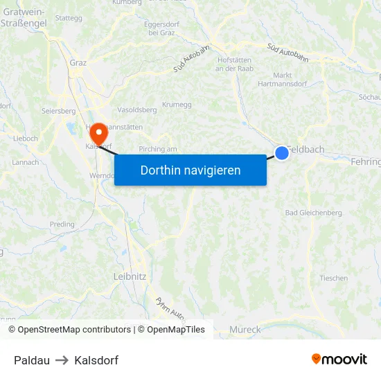 Paldau to Kalsdorf map