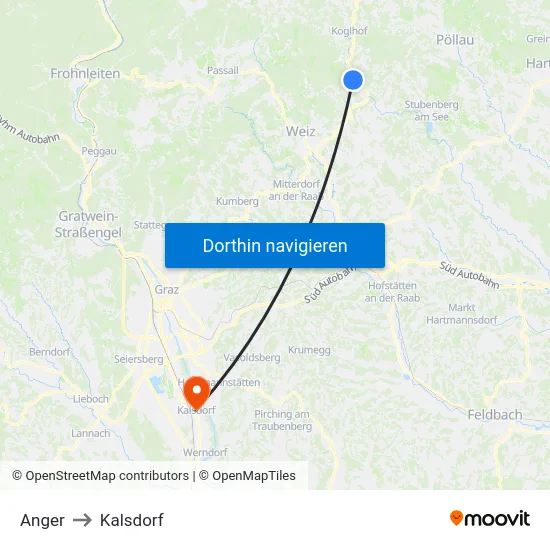 Anger to Kalsdorf map