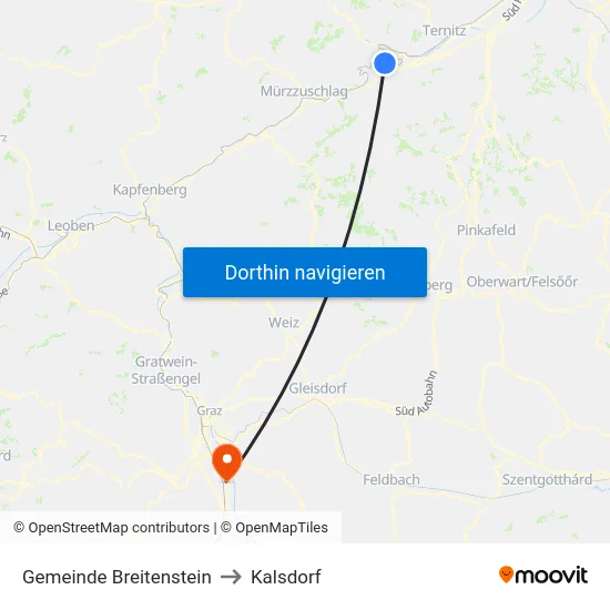 Gemeinde Breitenstein to Kalsdorf map
