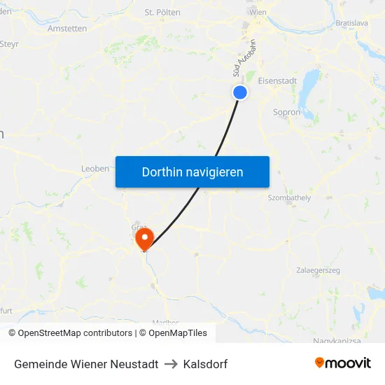 Gemeinde Wiener Neustadt to Kalsdorf map