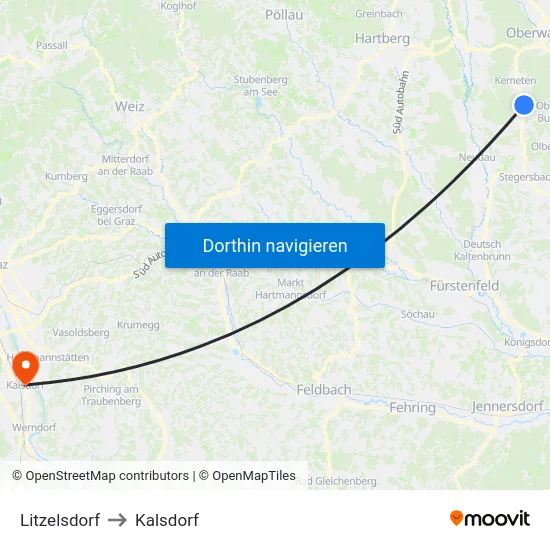 Litzelsdorf to Kalsdorf map