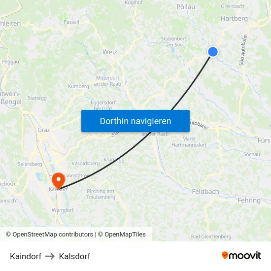 Kaindorf to Kalsdorf map