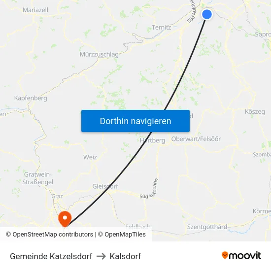 Gemeinde Katzelsdorf to Kalsdorf map