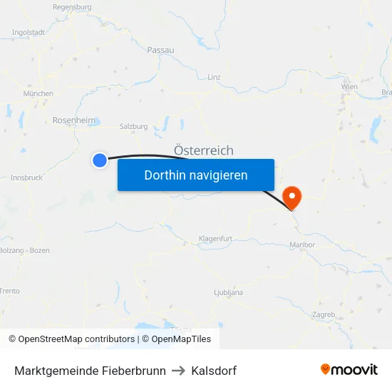 Marktgemeinde Fieberbrunn to Kalsdorf map