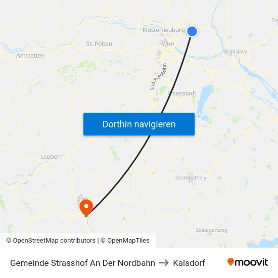 Gemeinde Strasshof An Der Nordbahn to Kalsdorf map
