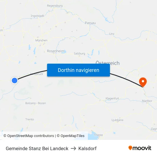 Gemeinde Stanz Bei Landeck to Kalsdorf map