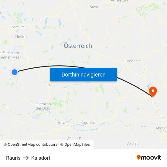 Rauris to Kalsdorf map