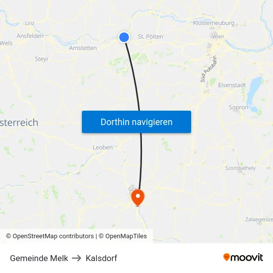 Gemeinde Melk to Kalsdorf map
