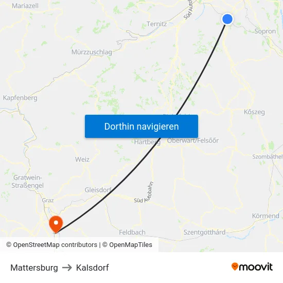 Mattersburg to Kalsdorf map