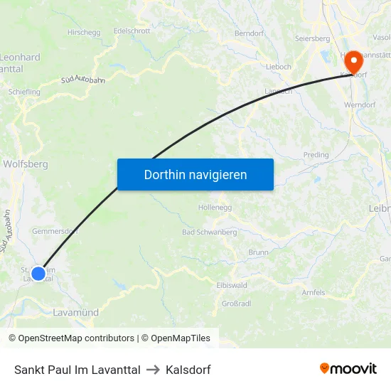 Sankt Paul Im Lavanttal to Kalsdorf map