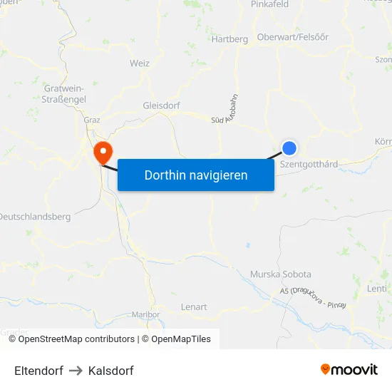 Eltendorf to Kalsdorf map