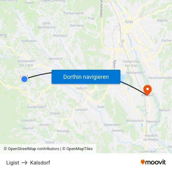 Ligist to Kalsdorf map