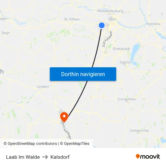 Laab Im Walde to Kalsdorf map