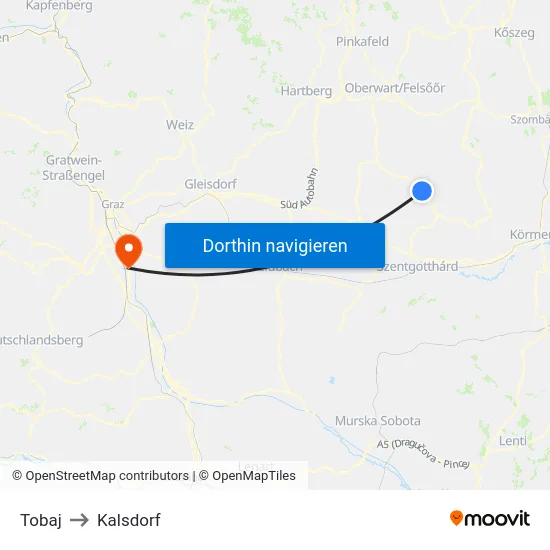 Tobaj to Kalsdorf map