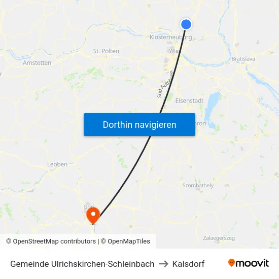 Gemeinde Ulrichskirchen-Schleinbach to Kalsdorf map