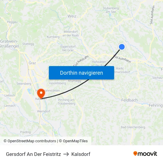 Gersdorf An Der Feistritz to Kalsdorf map