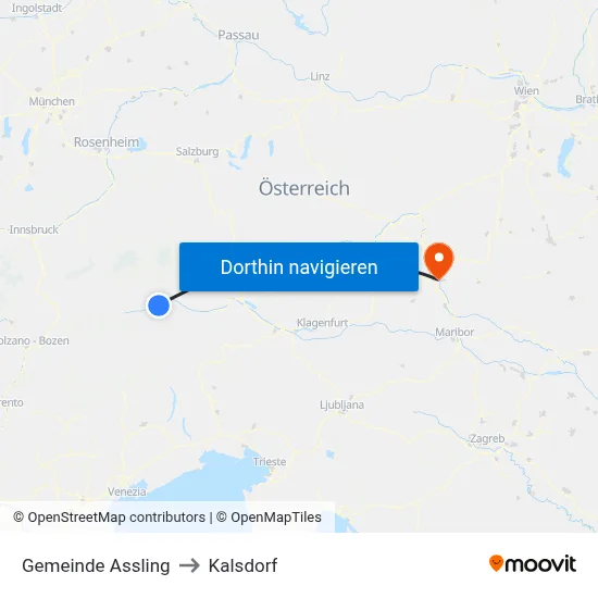 Gemeinde Assling to Kalsdorf map