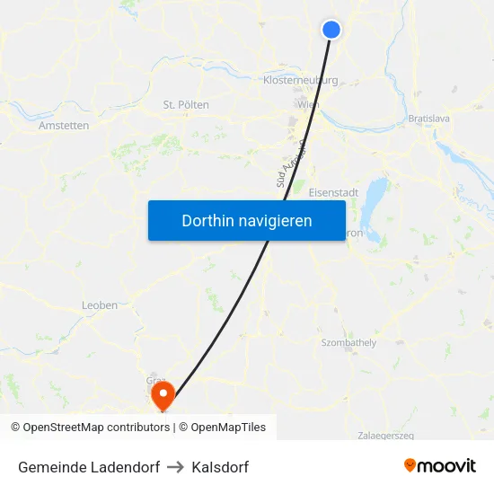 Gemeinde Ladendorf to Kalsdorf map