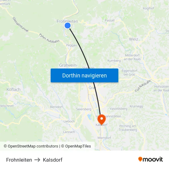 Frohnleiten to Kalsdorf map