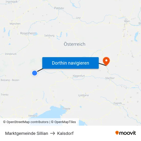 Marktgemeinde Sillian to Kalsdorf map