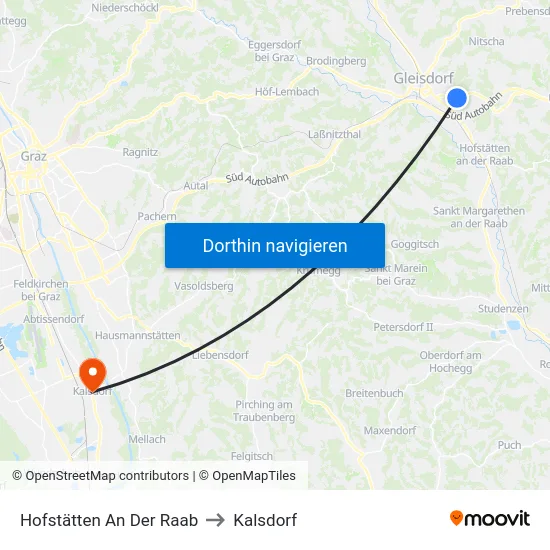 Hofstätten An Der Raab to Kalsdorf map