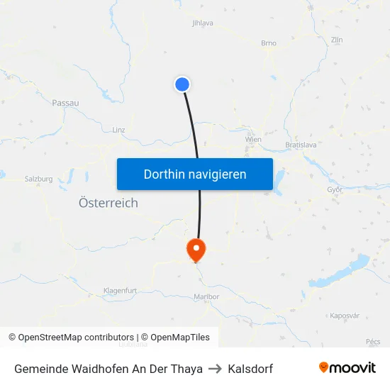 Gemeinde Waidhofen An Der Thaya to Kalsdorf map