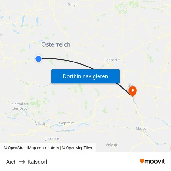 Aich to Kalsdorf map