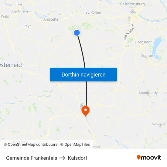 Gemeinde Frankenfels to Kalsdorf map