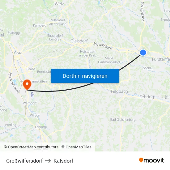 Großwilfersdorf to Kalsdorf map