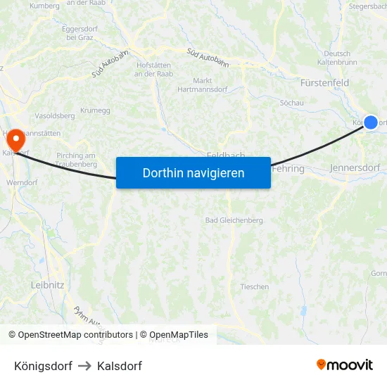 Königsdorf to Kalsdorf map