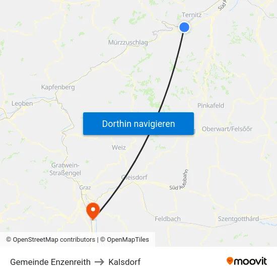 Gemeinde Enzenreith to Kalsdorf map
