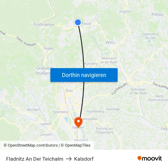 Fladnitz An Der Teichalm to Kalsdorf map