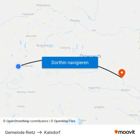 Gemeinde Rietz to Kalsdorf map