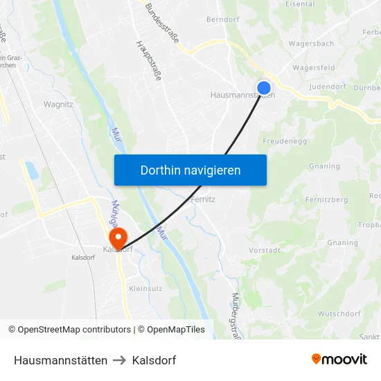 Hausmannstätten to Kalsdorf map