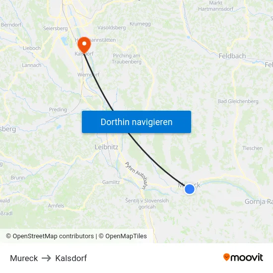 Mureck to Kalsdorf map
