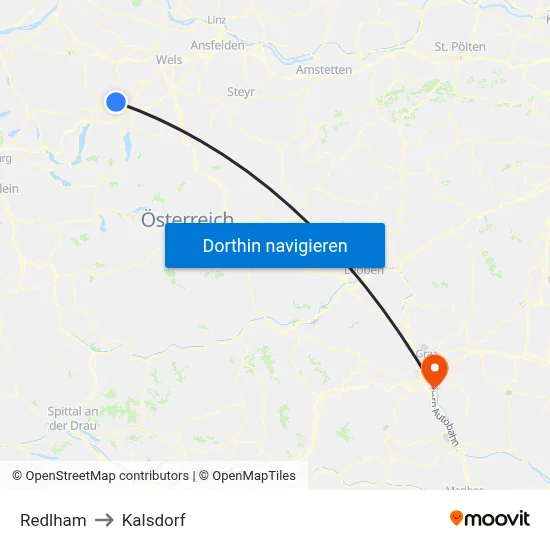 Redlham to Kalsdorf map
