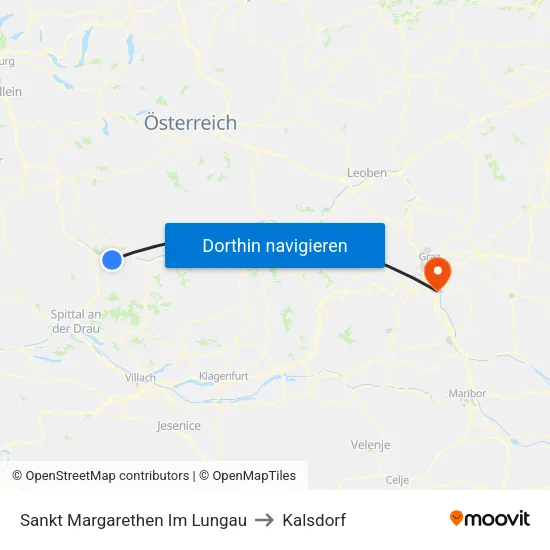 Sankt Margarethen Im Lungau to Kalsdorf map