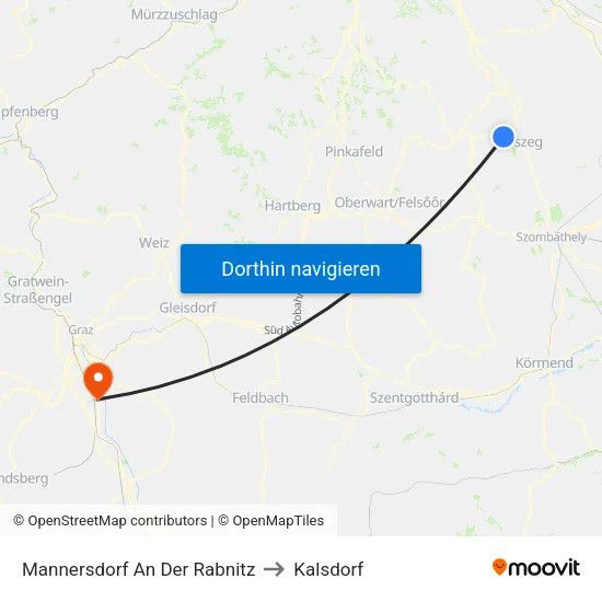 Mannersdorf An Der Rabnitz to Kalsdorf map