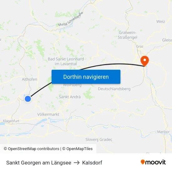 Sankt Georgen am Längsee to Kalsdorf map