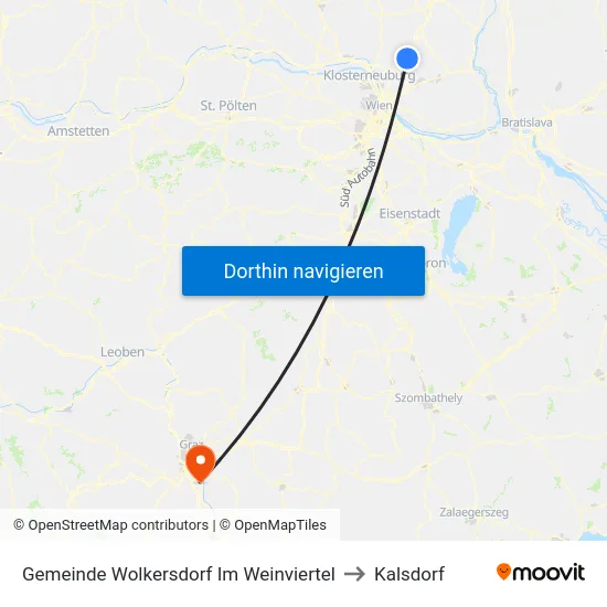 Gemeinde Wolkersdorf Im Weinviertel to Kalsdorf map