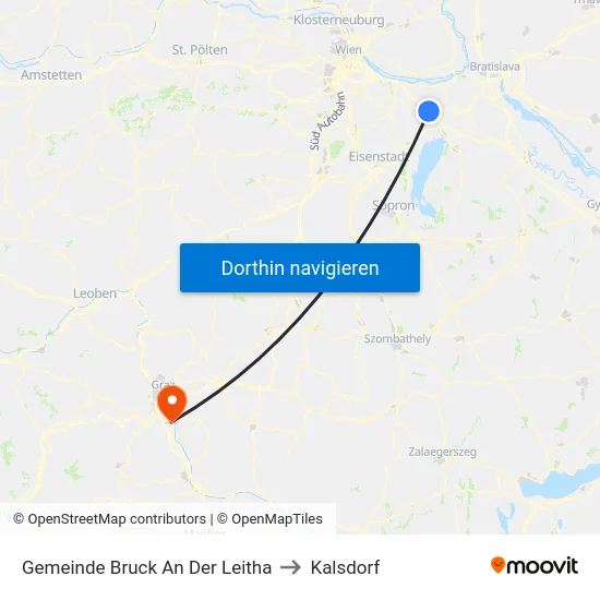 Gemeinde Bruck An Der Leitha to Kalsdorf map